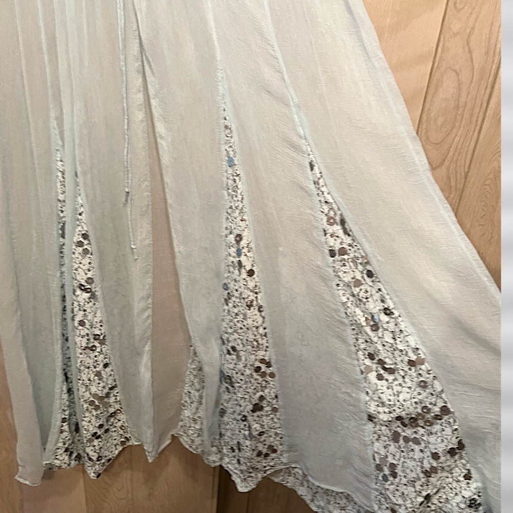 FREE PEOPLE Make a Splash Sheer Sequin-Embellished Tie Front Long Cover-Up/Dress - Picture 12 of 16